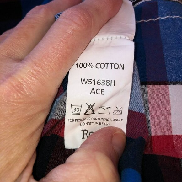 Roar Signature Mens Size XL Blue Plaid Ace Long Roll Tab Sleeve Button Up Shirt - Picture 12 of 13